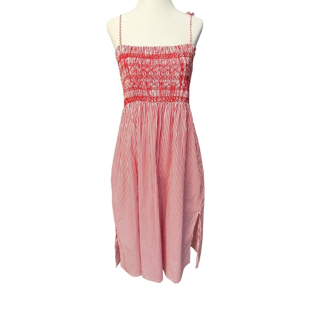J.Crew Womens Red White Paloma dress in striped cotton poplin CA714 Small New